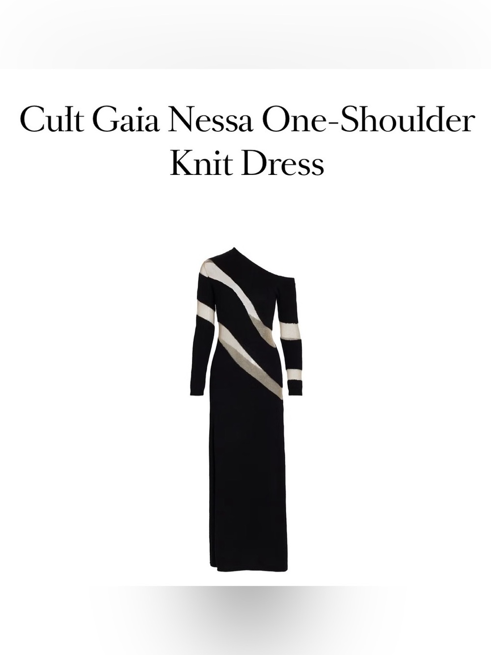 cult gaia One-Shoulder Black, Cream & Tan Knit Gown
